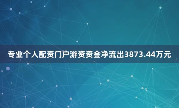 专业个人配资门户游资资金净流出3873.44万元