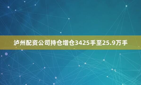 泸州配资公司持仓增仓3425手至25.9万手